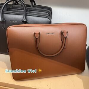 NWT Coach Ethan Large Brief CCF59 Leather Gunmetal/Saddle